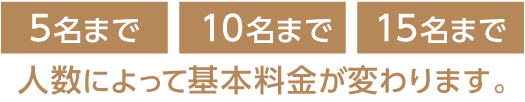 人数によって料金が変わります。