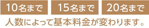 人数によって料金が変わります。